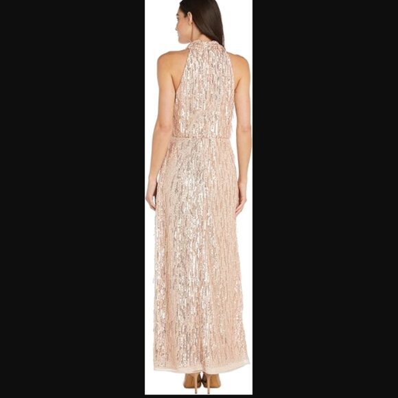 NWT R&M Richards Gold Sequin Maxi Dress, Sz 10 - Picture 2 of 11